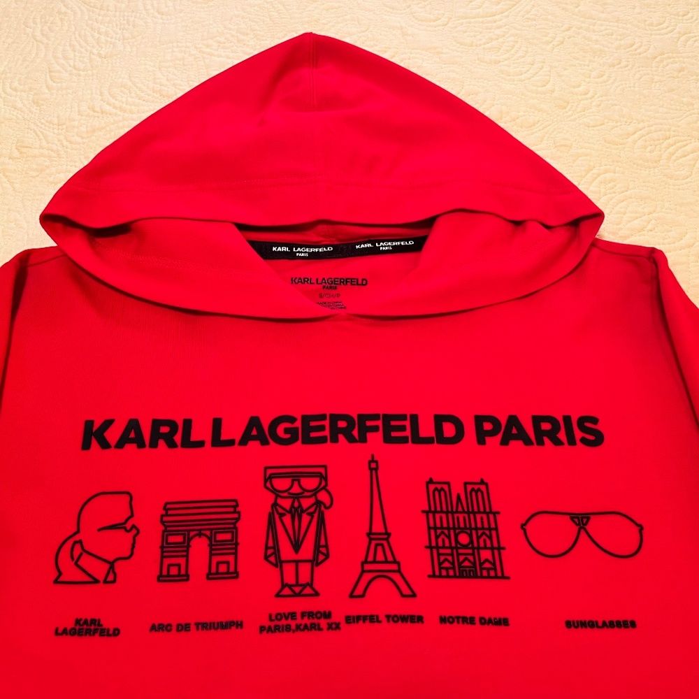 KARL LAGERFELD PARIS Red Hooded Paris Sweatshirt